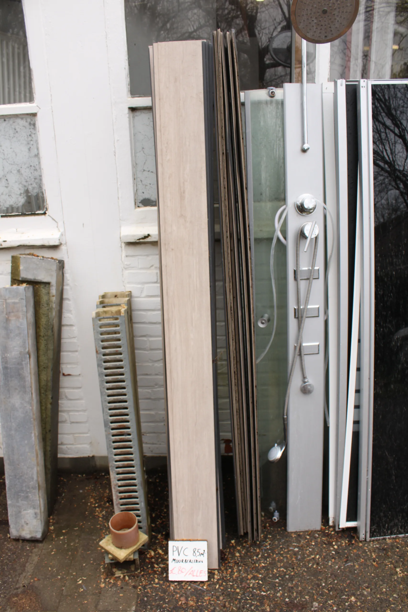 LOT Muurbekleding PVC Houtpatroon grijs 8,5m²